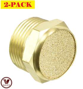 3v Sales Bv-38 2-pack New Pneumatic Sintered Bronze Breather Vent Muffler 3/8 Inch Npt