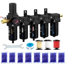 Atiny Wffff03b 3/8ftft Npt 5 Stage Air Dryer For Compressor &0.5 &0.01 Micron Filter Cartri