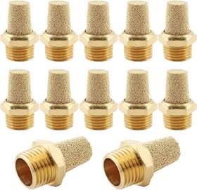 Jiozermi 445032332348 12 Pcs Air Pneumatic Mufflers Silencer Brass Exhaust Muffler 1/4 Npt M