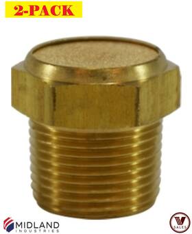 Midland Industries 300002 2-pack Metals 300-002 Sintered Bronze Breather Vent 1/4 Inch Npt Brass Body