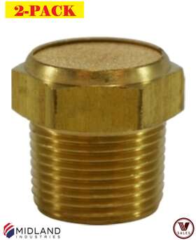 Midland Industries 300004 2-pack Metals 300-004 Sintered Bronze Breather Vent 1/2 Inch Npt Brass Body