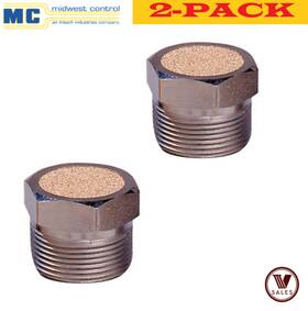 Midwest Control Bv-25 2-pack Sintered Bronze Breather Vent 1/4 Inch Npt Brass Body
