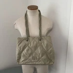 Bimba Lola Green Puffer Quilted Padded Nylon Shopper Shoulder Bag Chain Straps. Fixed Price $49.99.